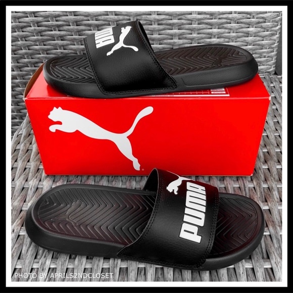 PUMA BLACK SLIDES SANDALS SPORT SLIP ONS A2C - Picture 4 of 8